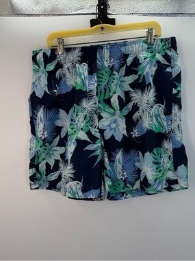 Hawaiian Authentics Swim Trunks 🌺🌊 Men’s L Navy Tropical Floral